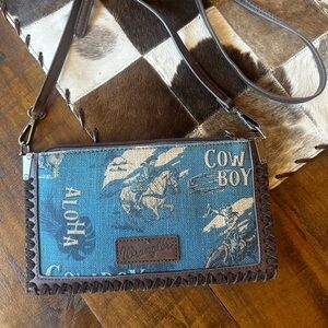 NWOT - Wrangler Faux Leather and Canvas Slim Bag with Detachable Shoulder Strap